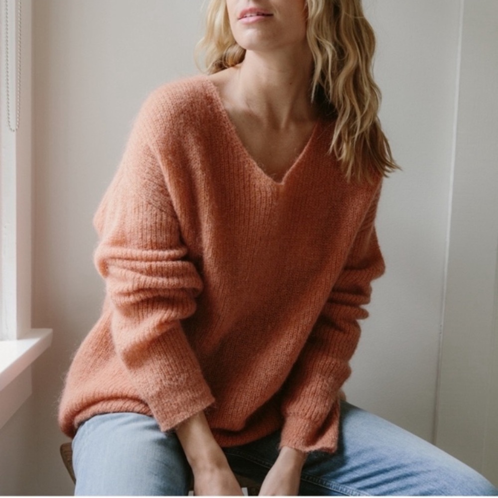 Jenni Kayne Mohair Cabin Sweater Orange Oversized Size XXS